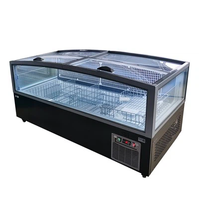 Острівна морозильна камера з розсувними скляними дверима